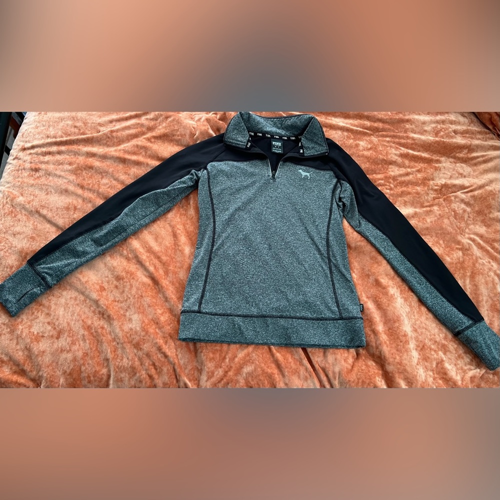 PINK Victoria's Secret Long Sleeve Heathered Gray Pullover Sweatshirt Size XS B7